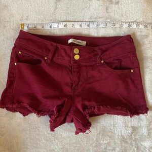 Refuge Burgundy Jean Shorts Distressed Cut-Off Style
